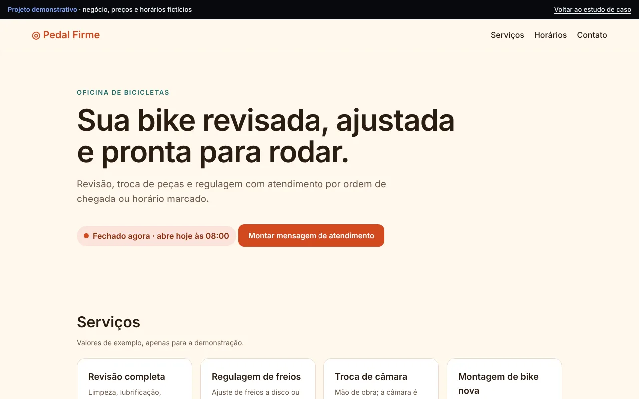 Tela do projeto Pedal Firme